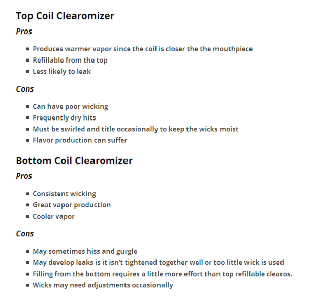 Top Coil vs Bottom Coil Clearomizers